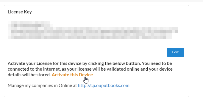 Output Books server activate device link