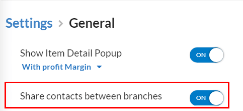 sync or share contacts between branches