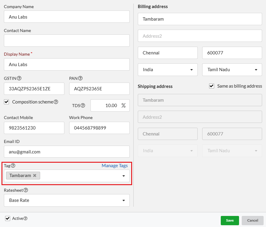 Assign Tag for Customers