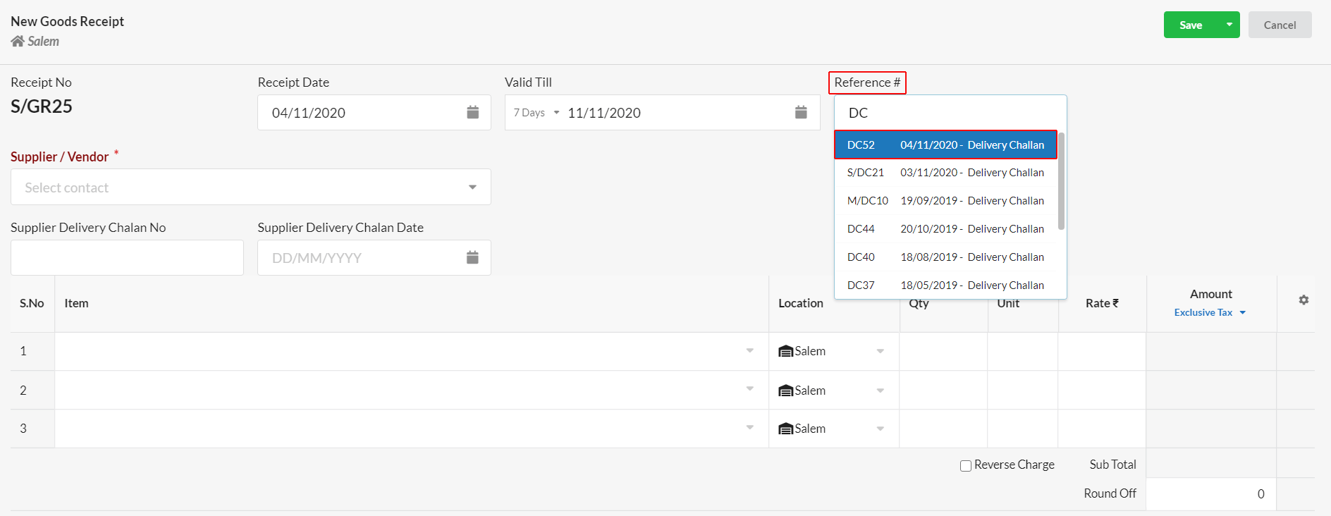 Create Goods Receipt from warehouse to main branch