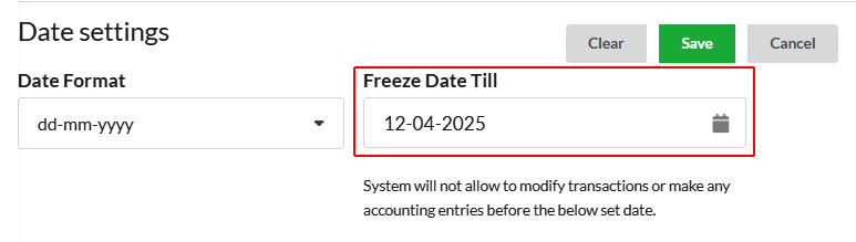 How to lock transactions from updating? Set freeze date for editing
