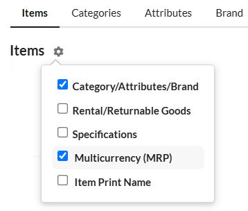 Output Books - Multi Currency for Items