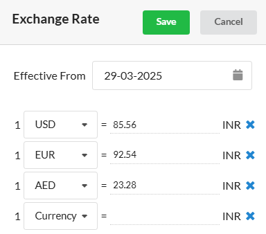 Multi Currency - Exchange rates - Exchange Rate