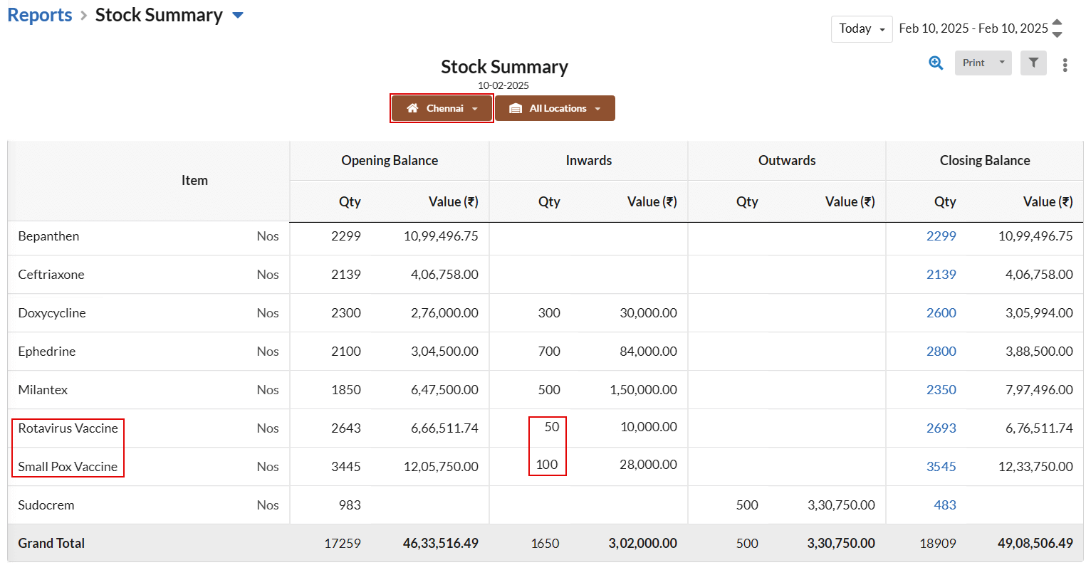 Create new Goods receipt for inward stock