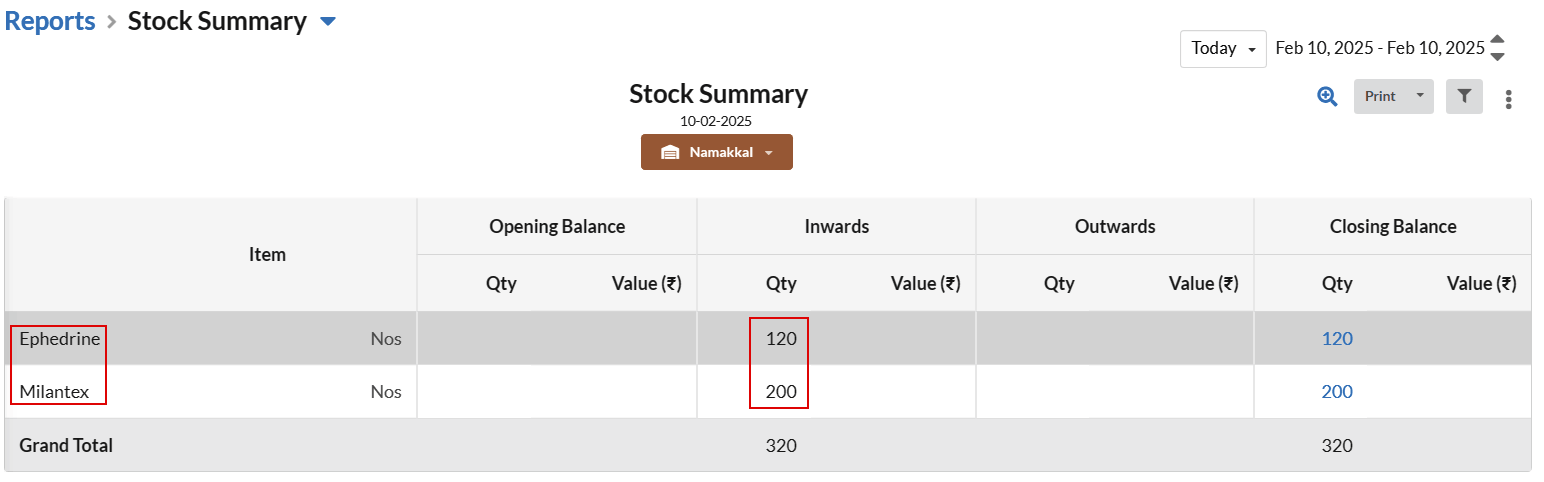 Stock Inward for warehouse