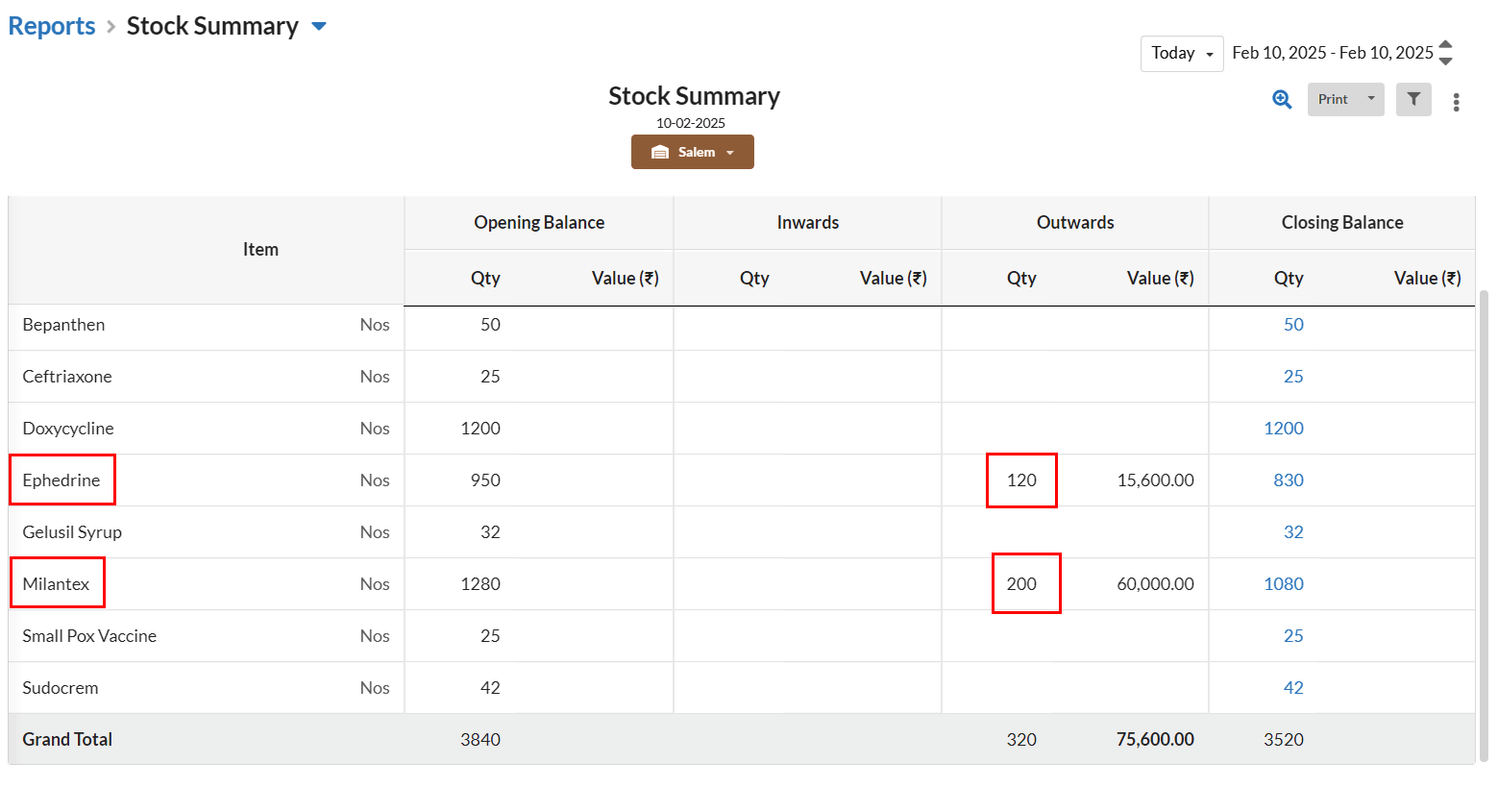 Stock Outward for warehouse