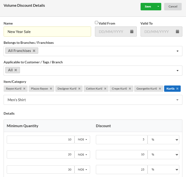 Volume Discount - Output Books