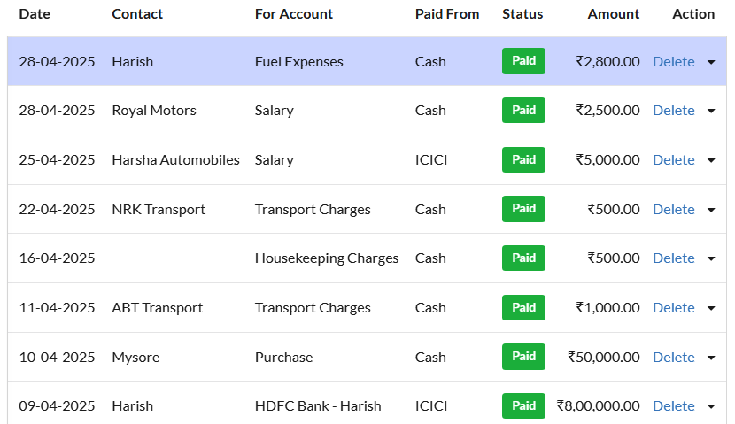 Automobile Billing Software - Expense Tracking