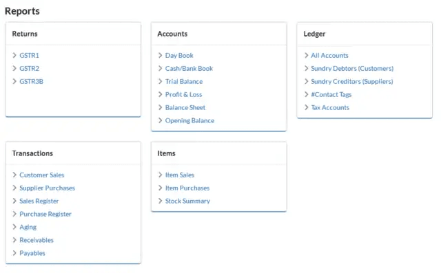 Output Books Financial Reports