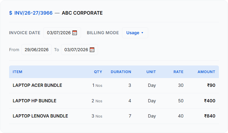 Output Books - Bill the Exact Days Used, Not Just the Order Period
